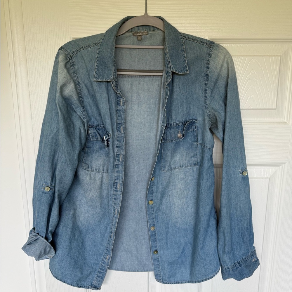 Charlotte Russe Light Blue Denim Button Up Shirt